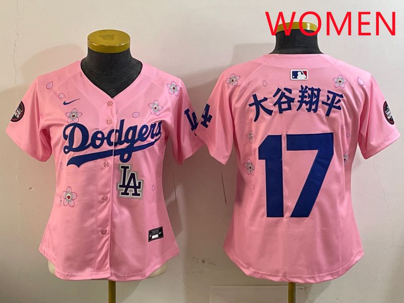 Women Los Angeles Dodgers #17 Ohtani Pink Sakura Edition 2025 Nike MLB Jersey style 10->los angeles dodgers->MLB Jersey